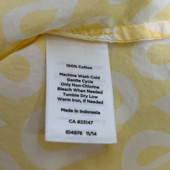 Talbots Yellow Print Button Front Roll Tab Sleeve Shirt - Picture 11 of 15